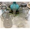 Image 2 : Group of assorted vintage estate items - includes glass whiskey bottle / green opalescent bowl / gla