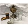 Image 2 : Group of assorted vintage estate items - includes foot shaped beer glasses / oil lamp / decorative g