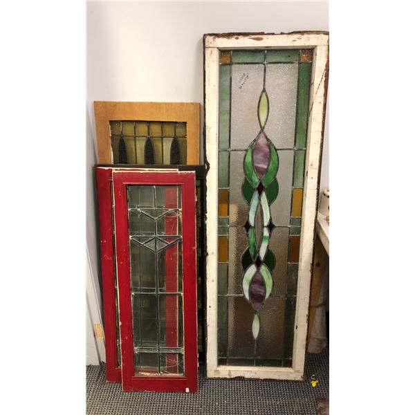 Group of 7 assorted vintage estate stained glass cabinet doors