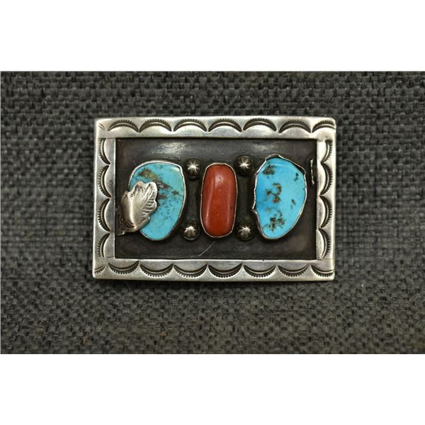 NAVAJO INDIAN STERLING SILVER BELT BUCKLE