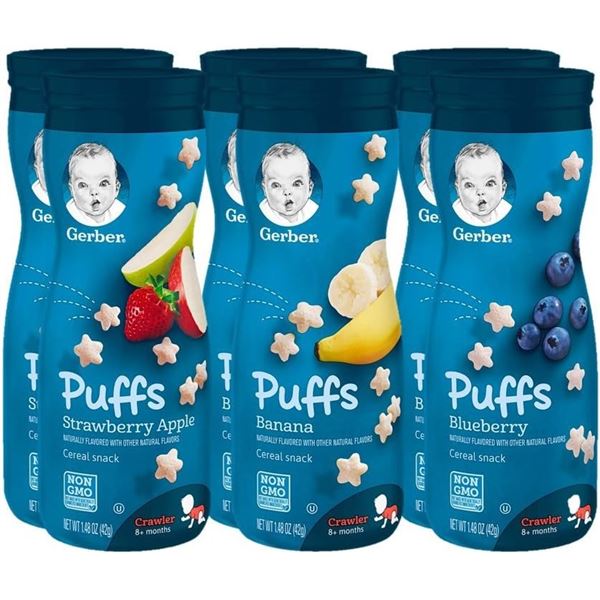 NEW 6 PACK OF GERBER GRADUATES PUFFS CEREAL SNACK