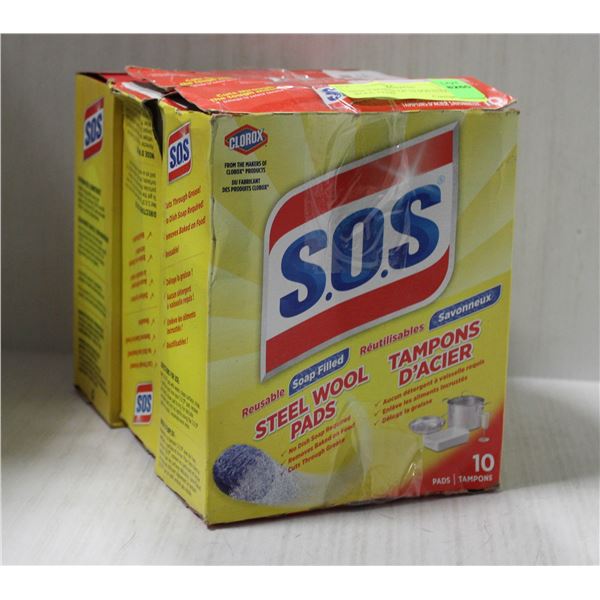 NEW 3 BOXES OF 10 SOS STEEL WOOL PADS