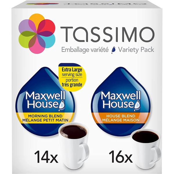 NEW TASSIMO MAXWELL HOUSE 30 PACK OF COFFEE PODS