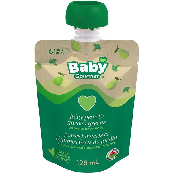 12 NEW BABY GOURMET JUICY PEAR & GARDEN GREENS