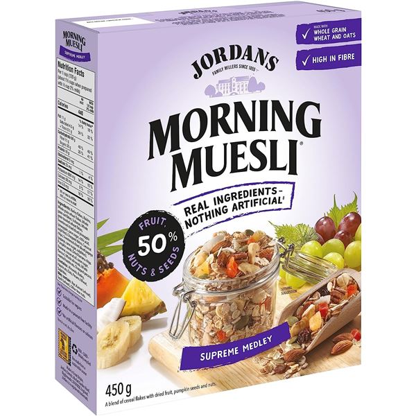 NEW 6 BOXES OF JORDANS MORNING MUESLI SUPREME