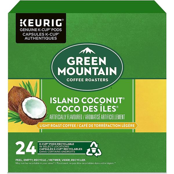 NEW BOX OF 24 KEURIG GREEN MOUNTAIN ISLAND COCONUT