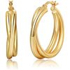 NEW 3 PAIRS OF SENTERIA GOLD PLATED TWISTED HOOP