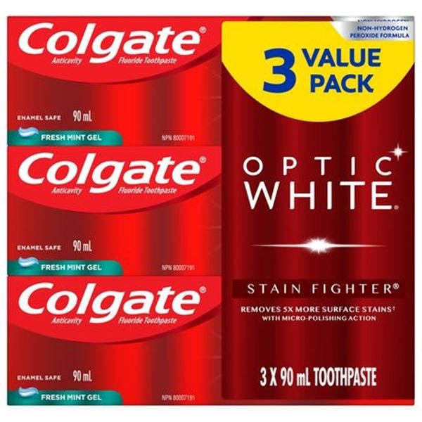 NEW VALUE 3 PACK OF COLGATE OPTIC WHITE STAIN