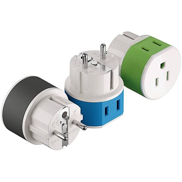 NEW OREI 2-1 TRAVEL ADAPTER 3-PACK US-9 - ACCEPTS