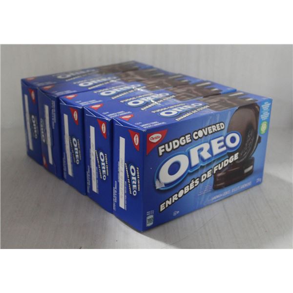 LOT WITH 5 BOXES OF FUDGE COVERED OREO COOKIES