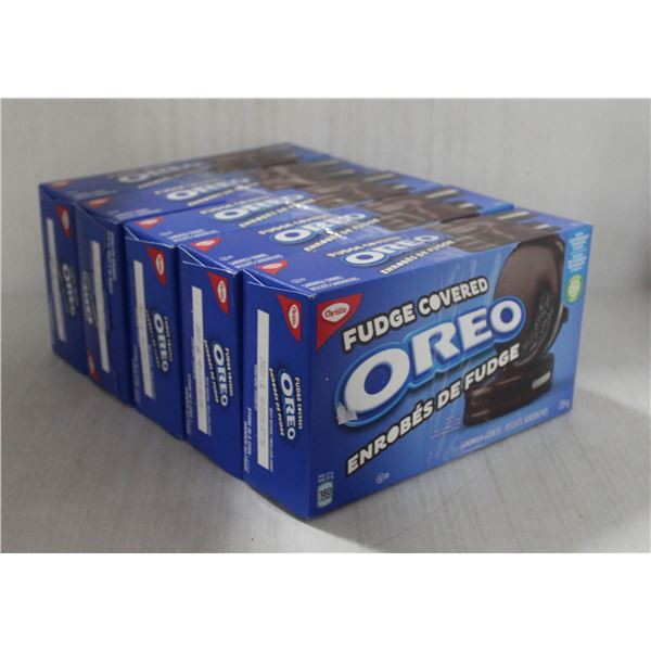 LOT WITH 5 BOXES OF FUDGE COVERED OREO COOKIES