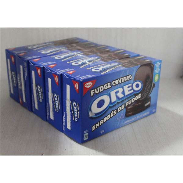 LOT WITH 5 BOXES OF FUDGE COVERED OREO COOKIES