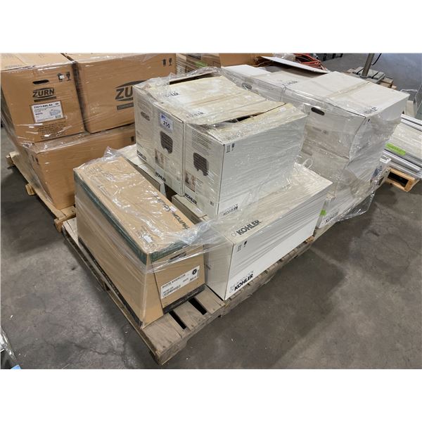 PALLET OF 2 KOHLER 4303-0 WELLWORTH PRESSURE LITE TOILET BOWLS, 3 WELLWORTH 4620-0 TOILET TANKS