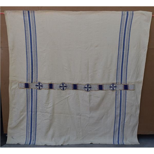 PLAINS INDIAN BEADED STRIP ON BLANKET
