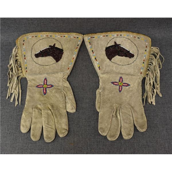 PLAINS INDIAN BEADED GAUNTLETS