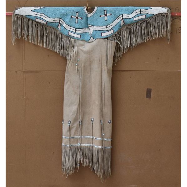 PLAINS INDIAN BEADED HIDE DRESS