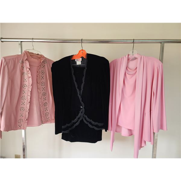 Size 12/L/XL - Pink Genuine Leather Jacket and Velour Set