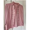 Image 2 : Size 12/L/XL - Pink Genuine Leather Jacket and Velour Set