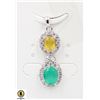Image 1 : #107-YEELOW OPAL & GREEN AGATE & CZ PENDANT