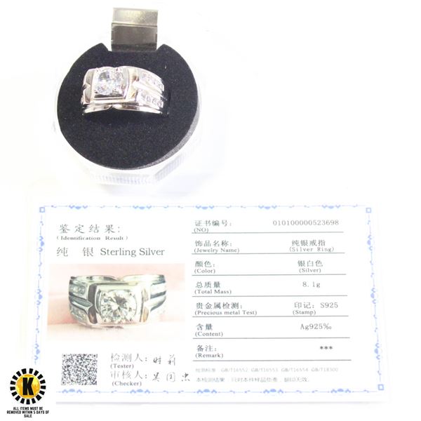 CERTIFIED STERLING SILVER RING WITH 1.25