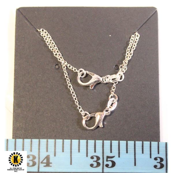 2 X SILVER 60 CM NECKLACE WITH LOBSTER CLASP