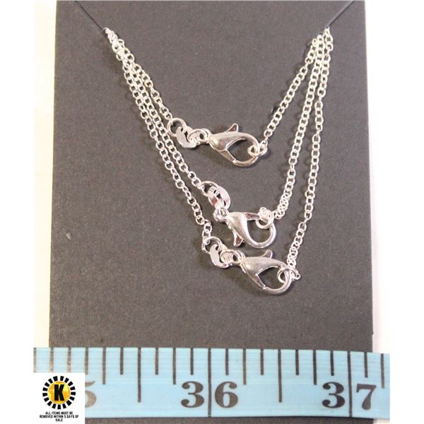 3 X SILVER 60 CM NECKLACE WITH LOBSTER CLASP