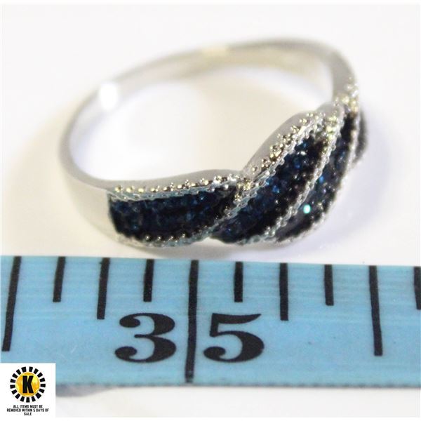 BLUE COLORED CZ IN RIBBON DESIGN SIZE 10