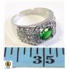 Image 1 : 1 CT GREEN CZ WITH CLEAR ACCENTS SIZE 10