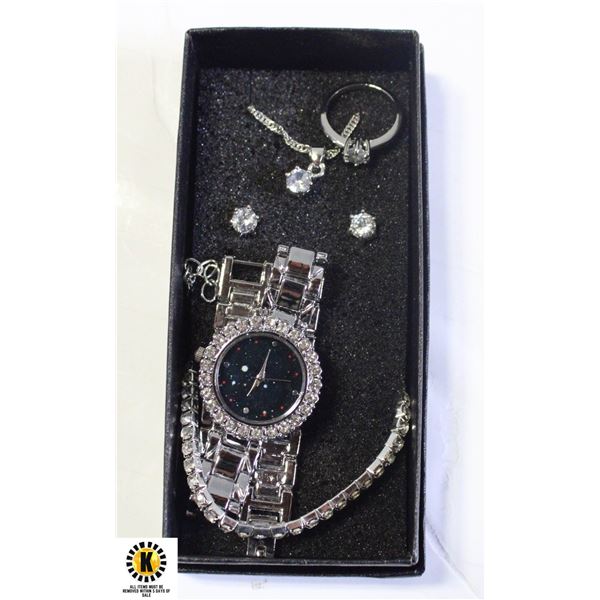 5 PIECE SET WITH WATCH, BRACELET,