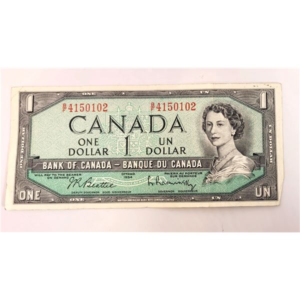 CANADIAN $1.00 1954 BANKNOTE