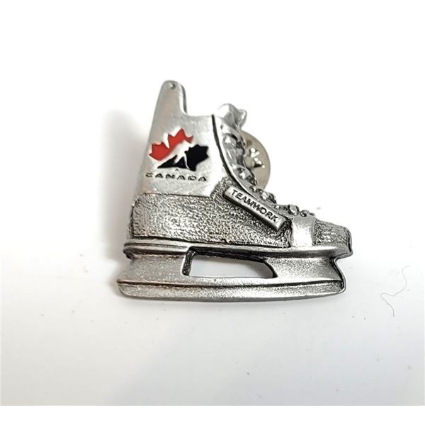 PEWTER SKATE LAPEL PIN FROM HOCKEY