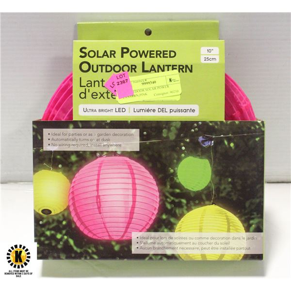 10" OUTDOOR SOLAR POWER LANTERN,PINK