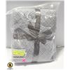 NEW CREVENT 50 X 60" KNITTED THROW BLANKET, GREY