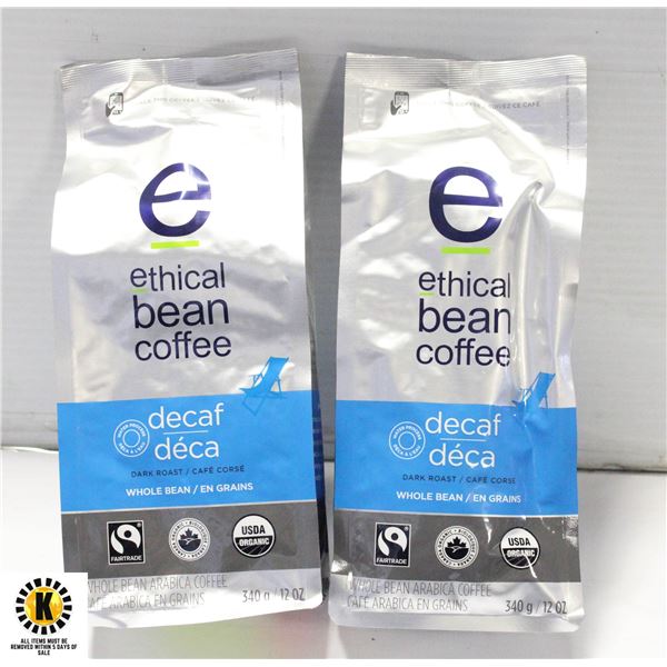 DECAF COFFEE BEANS 2 BAGS ETHICAL BB??