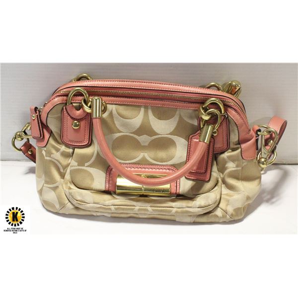 COACH 2011 PIRSE DOUBLE ZIPPER PINK/BEIGE