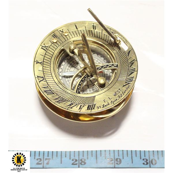 BRASS SUNDIAL AND COMPASS