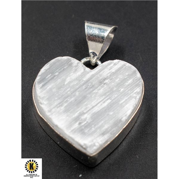 NATURAL SELENITE HEART PENDANT