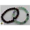 Image 1 : #179-NATURAL GREEN  FLOURITE & TIGER EYE 7.5"