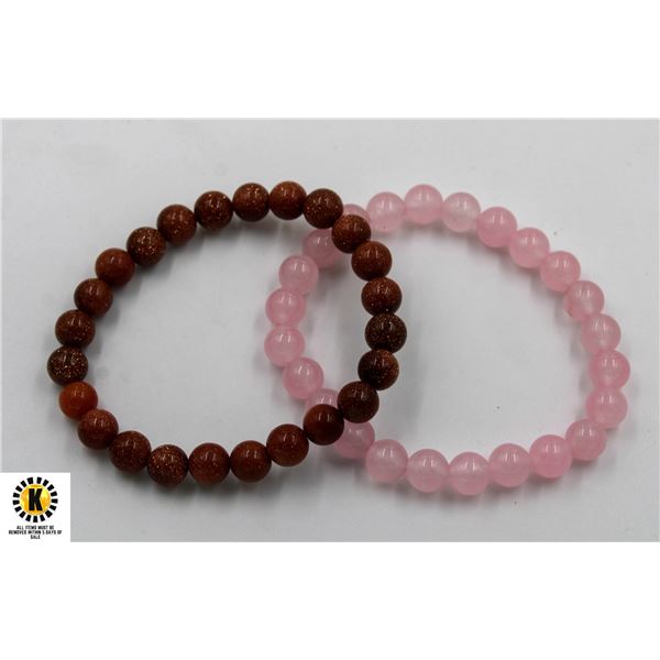 #182-NATURAL ROSE QUARTZ & GOLD SANDSTONE  7.5 