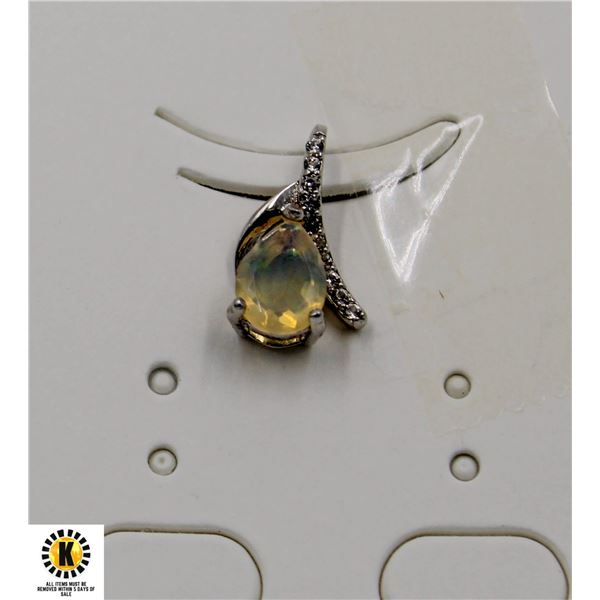 #93-UNHEATED EITHOPIA OPAL & CZ PENDANT