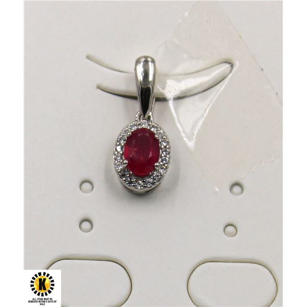 #83-HEATED RED RUBY & CZ PENDANT