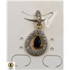 Image 1 : #6-BLUE SAPPHIRE & CZ PENDANT