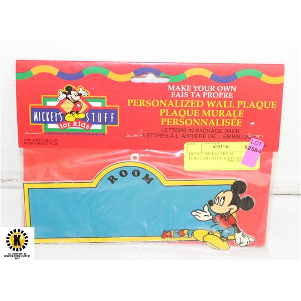 DISNEY MICKEY MOUSE PERSONALIZED WALL PLAQUE NEW