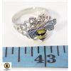 .925 SILVER STAMPED HONEYBEE STYLE RING