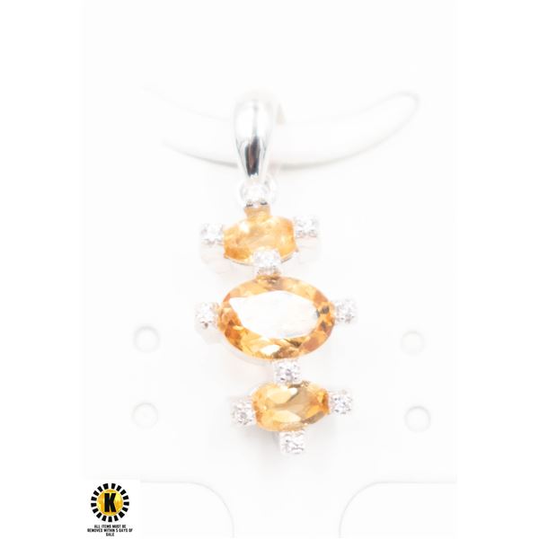 #113-YELLOW CITRINE & CZ PENDANT