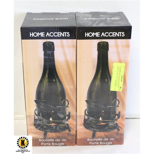 2 HOME ACCENTS PATIO WINE BOTTLE TEA-LIGHT HOLDER