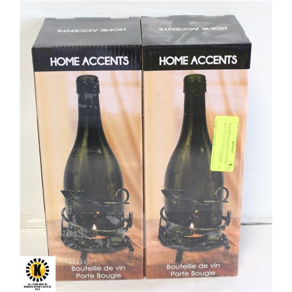 2 HOME ACCENTS PATIO WINE BOTTLE TEA-LIGHT HOLDER