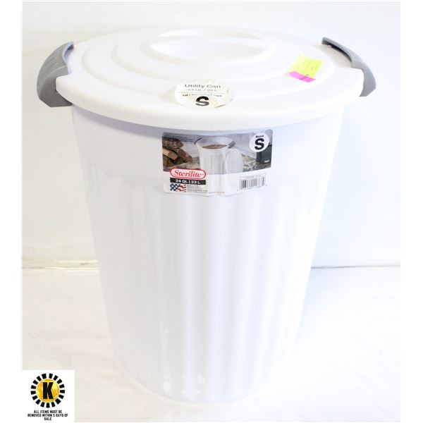 STERILITE 24 QT UTILITY GARBAGE CAN WITH LID