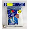 Image 1 : WHITE CREW SOCKS 6-12 SIZE 6-PACK