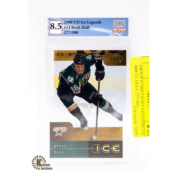 GRADED 2000 UD ICE LEGENDS #14 BRETT HULL 277/500